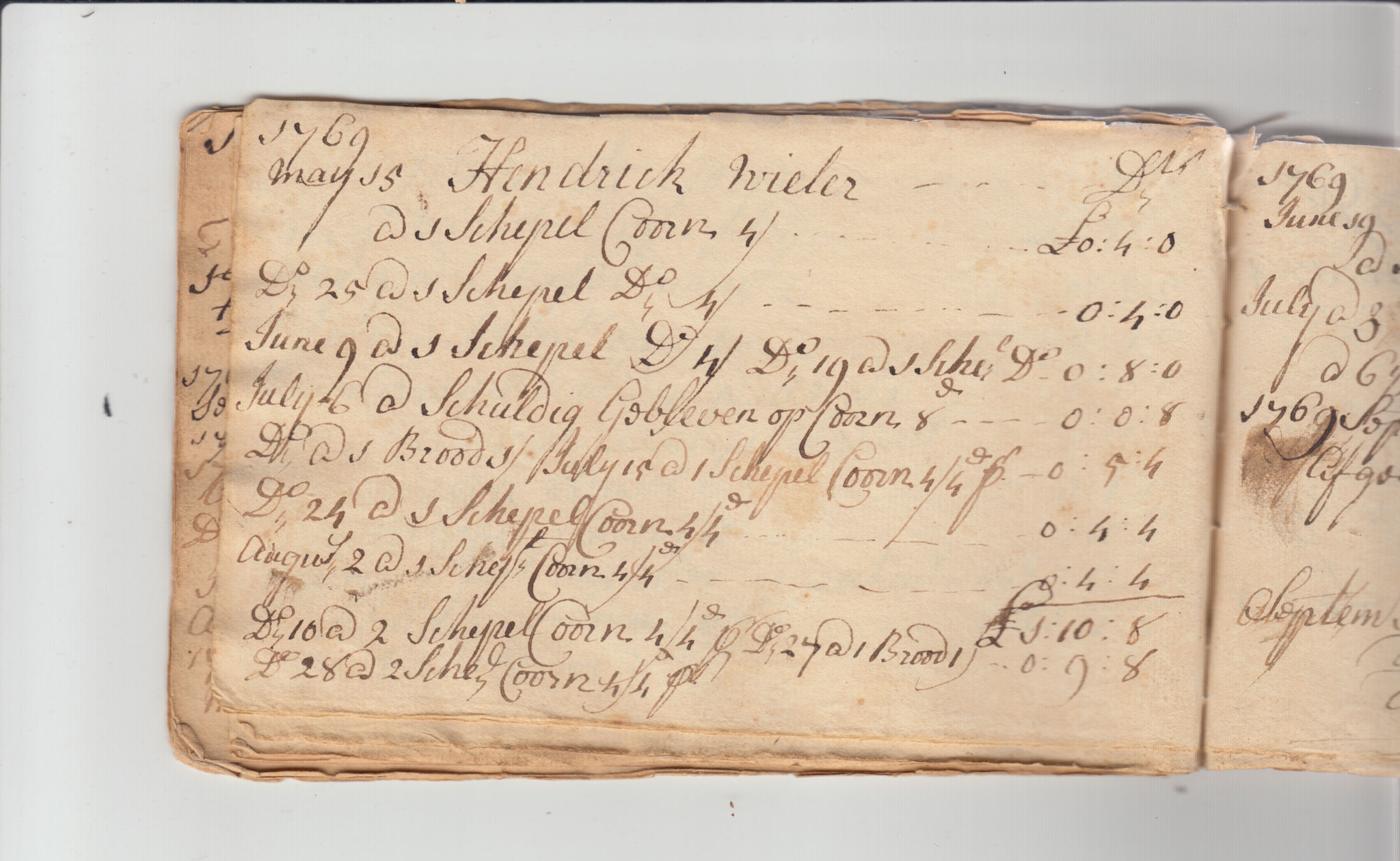 BH105 Pg 28, 1759-1771 & 1783 - Farm Sales Account Book - Pages 21-30